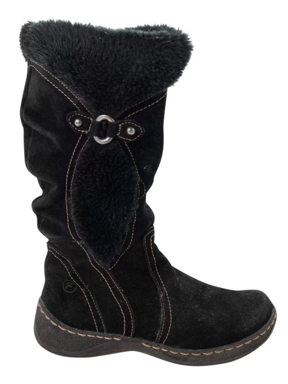 Bare Traps Black Suede Faux-Fur Mid-Calf Winter Boots